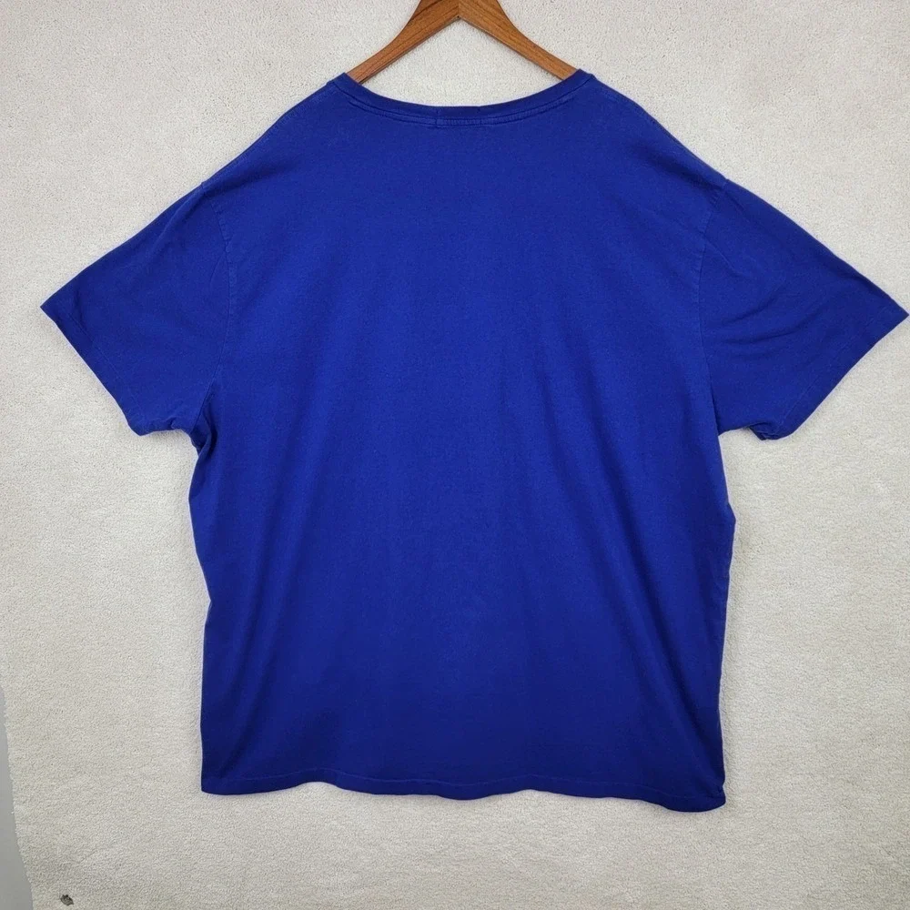 RARE Polo Ralph Lauren 4XB Blue Tee Multi-Color Logo Applique 90s Prep Style